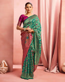 Teal Green Silk Woven Banarasi Saree