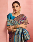 Turquoise Silk Woven Patola Saree