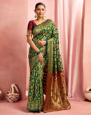 Dark Green Silk Woven Banarasi Saree