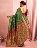 Dark Green Silk Woven Banarasi Saree