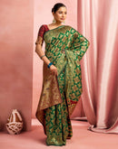 Dark Green Silk Woven Banarasi Saree