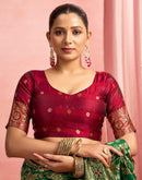 Dark Green Silk Woven Banarasi Saree