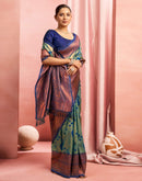 Rama Green Silk Woven Kanjivaram Saree