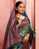 Rama Green Silk Woven Kanjivaram Saree