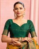 Mustard Yellow Silk Woven Kanjivaram Saree