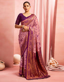 Rose Pink Silk Woven Banarasi Saree
