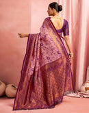 Rose Pink Silk Woven Banarasi Saree