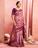Rose Pink Silk Woven Banarasi Saree