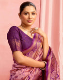 Rose Pink Silk Woven Banarasi Saree