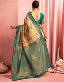 Beige Silk Woven Saree
