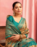 Beige Silk Woven Saree