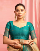 Beige Silk Woven Saree