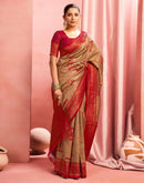 Khaki Silk Woven Kanjivaram Saree