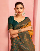 Mustard Yellow Silk Woven Kanjivaram Saree