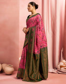 Bright Pink Silk Woven Kanjivaram Saree