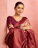 Mauve Silk Woven Kanjivaram Saree