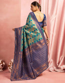 Teal Green Silk Woven Kanjivaram Saree