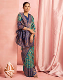 Teal Green Silk Woven Kanjivaram Saree