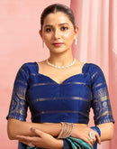 Teal Green Silk Woven Kanjivaram Saree