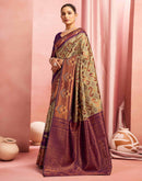 Khaki Silk Woven Kanjivaram Saree