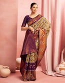 Khaki Silk Woven Kanjivaram Saree