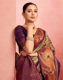 Khaki Silk Woven Kanjivaram Saree