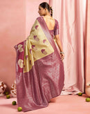 Beige Silk Woven Saree