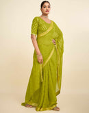 Green Chiffon Lace Saree