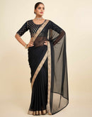 Black Chiffon Lace Saree