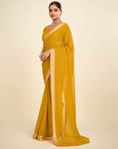 Yellow Chiffon Lace Saree