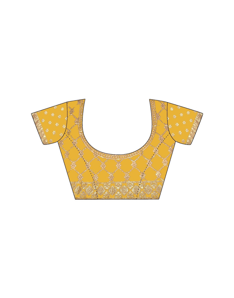 Yellow Chiffon Lace Saree