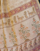 Beige Shimmer Silk Printed Saree