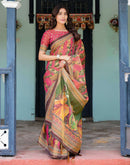 Pink Shimmer Silk Printed Saree