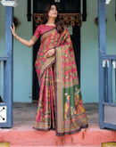 Pink Shimmer Silk Printed Saree