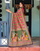 Pink Shimmer Silk Printed Saree