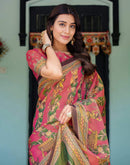 Pink Shimmer Silk Printed Saree