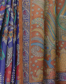 Blue Shimmer Silk Printed Kalamkari Saree