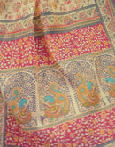 Beige Shimmer Silk Printed Saree