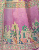 Deep Rose Pink Shimmer Silk Printed Saree