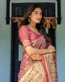 Light Maroon Shimmer Silk Printed Saree