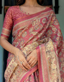Light Maroon Shimmer Silk Printed Saree