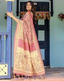 Light Maroon Shimmer Silk Printed Saree