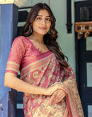 Light Maroon Shimmer Silk Printed Saree