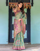 Green Shimmer Silk Printed Saree
