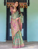 Green Shimmer Silk Printed Saree