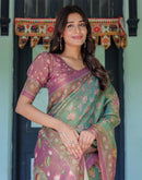 Green Shimmer Silk Printed Saree
