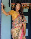 Multicoloured Shimmer Silk Printed Saree