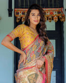 Multicoloured Shimmer Silk Printed Saree