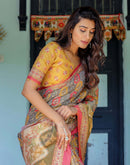 Multicoloured Shimmer Silk Printed Saree
