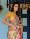Multicoloured Shimmer Silk Printed Saree